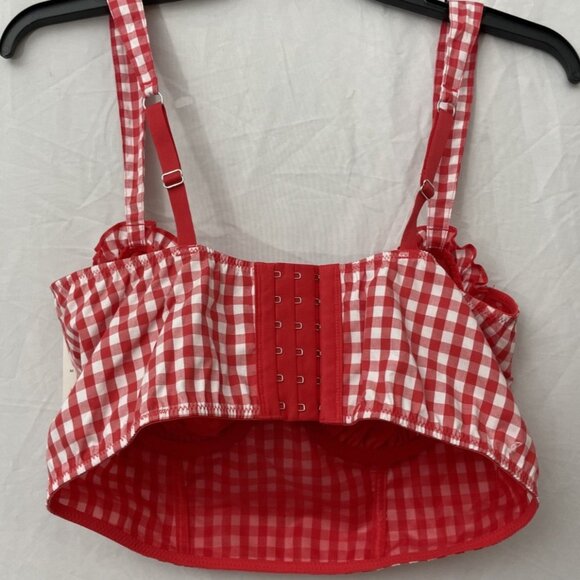 Colsie Bralette Women Size Large Gingham Bustier Crop Top Adjustable Straps NWT - Picture 4 of 12